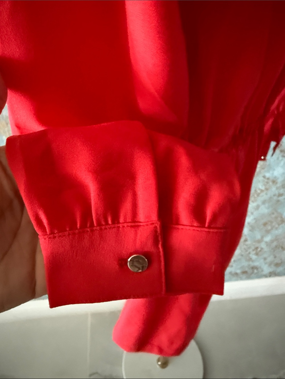 Marilyn Monroe Bright Red Long-Sleeve Button Romper with Neck Tie - Picture 7 of 7